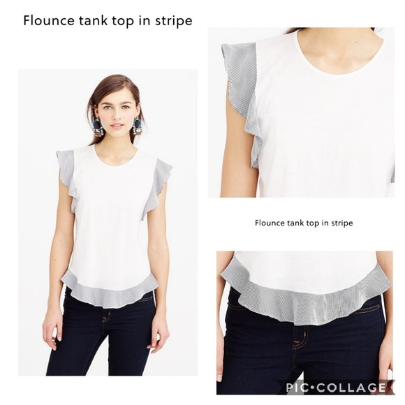 NWT Spring 2015 J.Crew Flounce Tank Top in Stripe - Picture 5 of 6